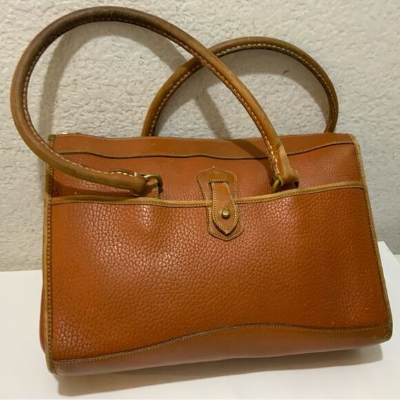 Vintage 1980’s Dooney & Bourke All-Weather Leather Satchel Purse British Tan - Picture 1 of 16